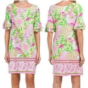 Pappagallo Tropical Green and Pink Mini Dress